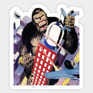 King Kong Gorilla Giant City Aircraft Retro Comic Vintage Cartoon Book Old Classic Sticker